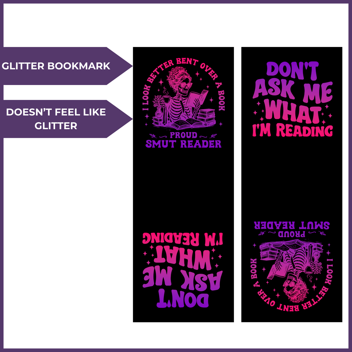 BENT OVER BOOKS GLITTER BOOKMARK